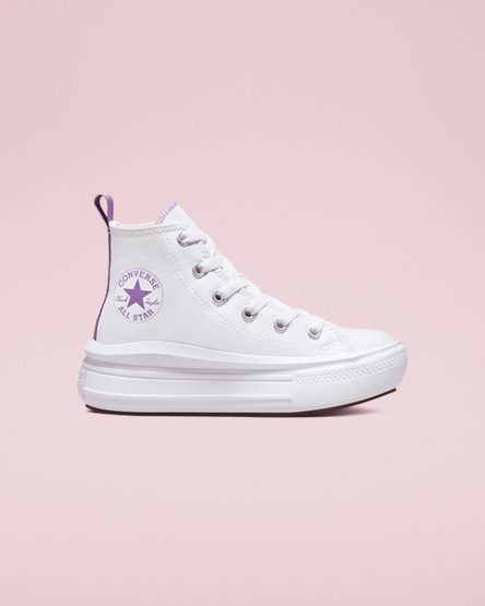 Zapatos Plataforma Converse Chuck Taylor All Star Move Altas Niña Blancas Moradas Blancas | PE 782WL4